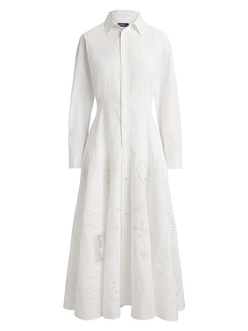 Women's Cotton Eyelet Shirtdress - White