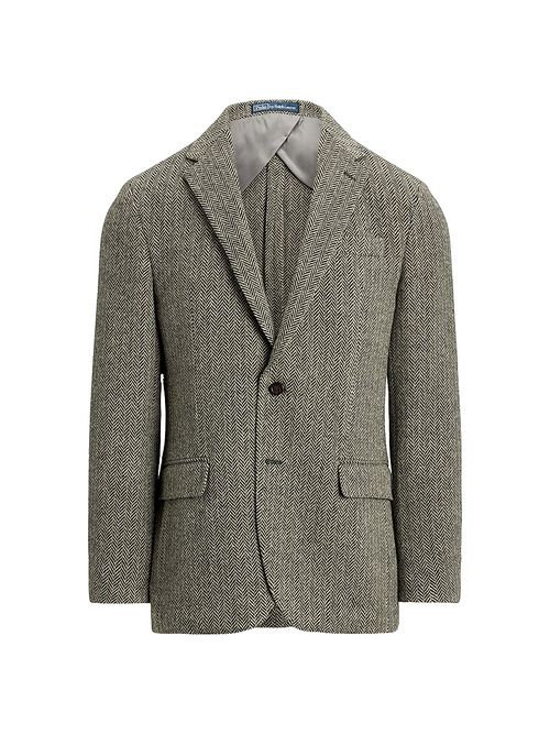 Men's Herringbone Wool-Blend Jacket - Black Cream