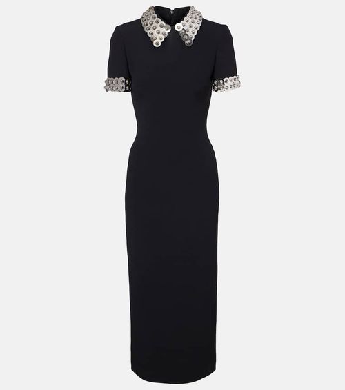 Embellished cady midi dress