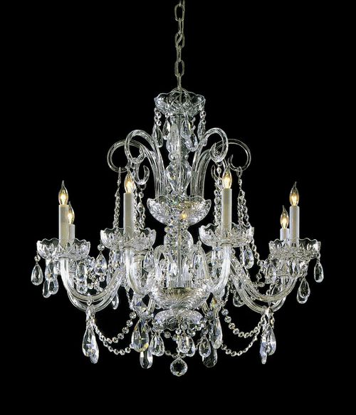 Traditional Crystal 8-Light 27" Traditional Chandelier in Polished Brass with Clear Hand Cut Crysta