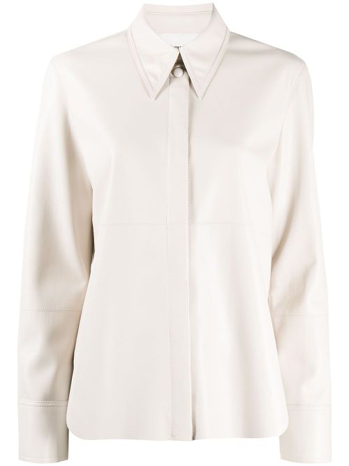 Naum vegan leather shirt - Neutrals