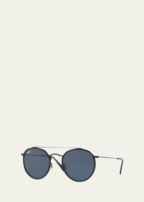 Monochromatic Round Metal Sunglasses