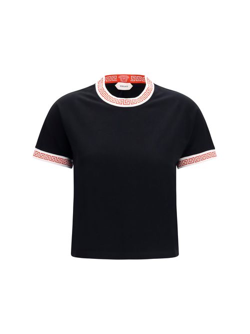 Greca-Trim T-Shirt — Black