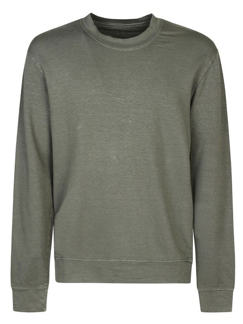 Green Cotton Blend Linen Sweatshirt