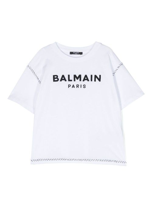 Logo-embroidered cotton T-shirt - White