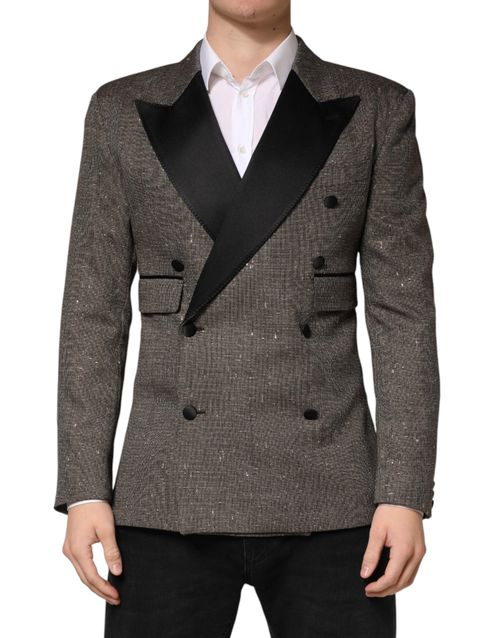 Double-Breasted Wool Blazer — Gray