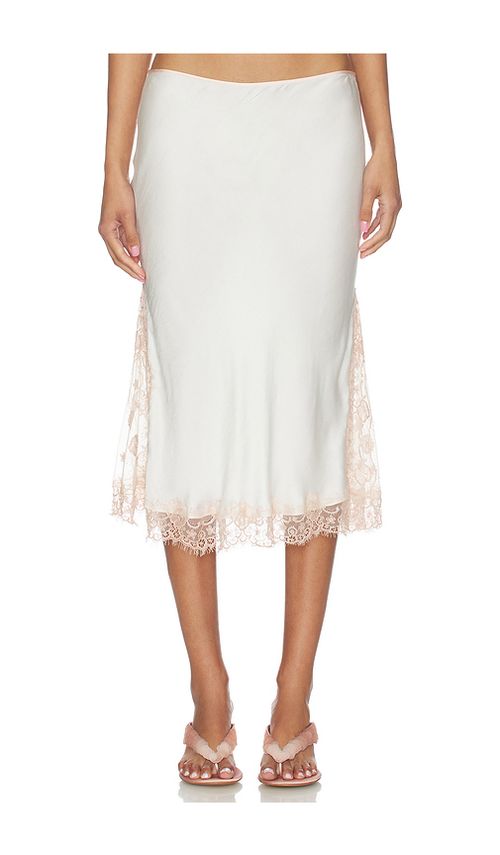 ASTA RESORT Nikolina Midi Skirt in Salt & Pink Salt. L also in XS, S