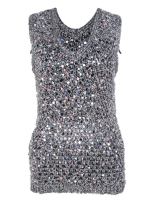Pre-owned sequin-embellished sleeveless top - Grey
