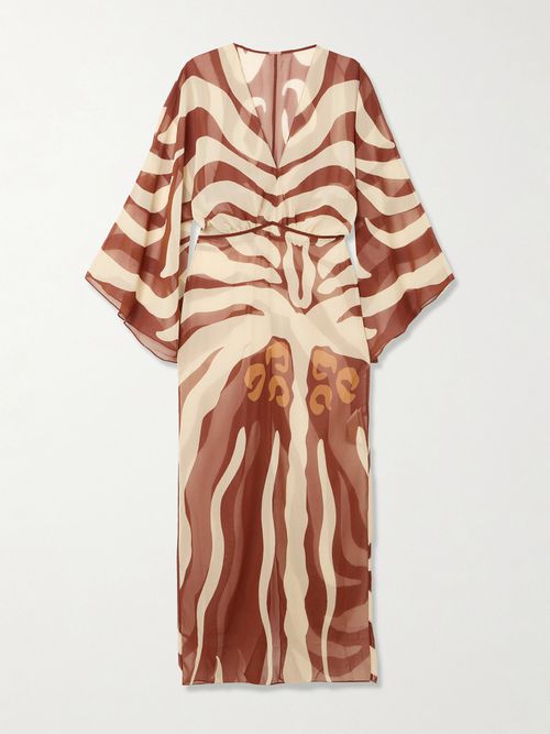 Spiritual Healers Printed Recycled-georgette Maxi Dress - Brown