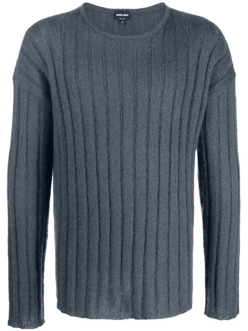 Ribbed knit mohair-wool blend jumper - Blue