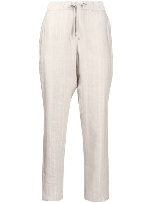 Striped slim-cut trousers - Neutrals