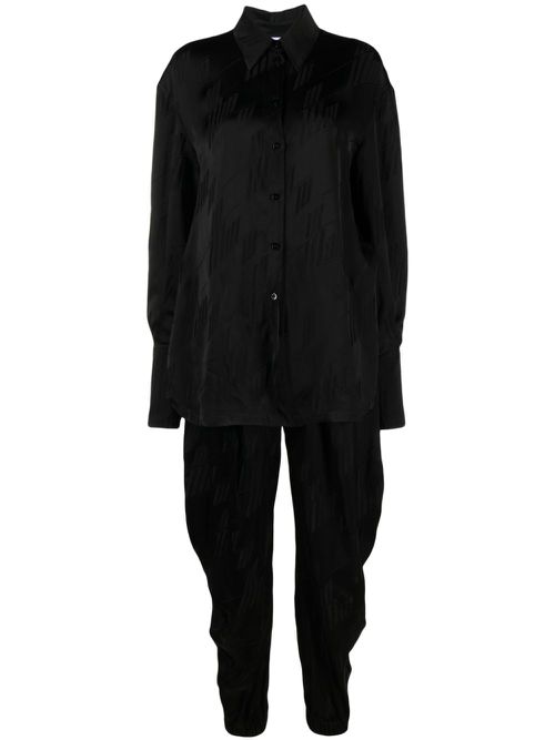 Logo-jacquard satin jumpsuit - Black