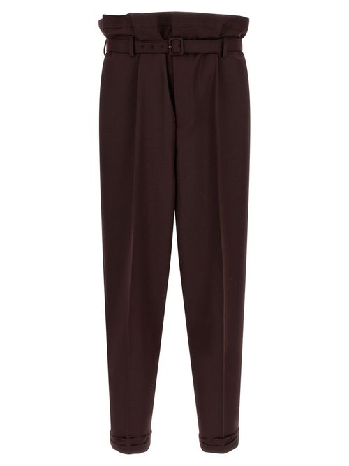 Dark Brown Slim Pleated Pants