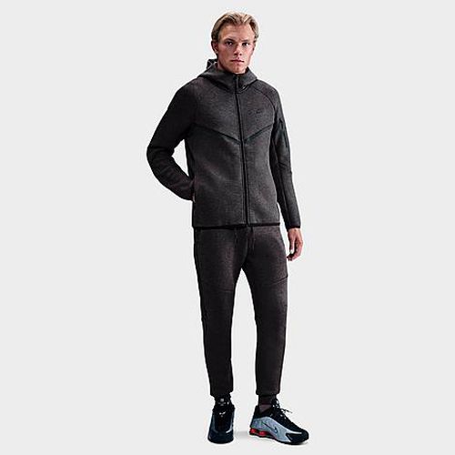 Men's Tech Fleece Windrunner Full-Zip Hoodie in Black Heather/Black