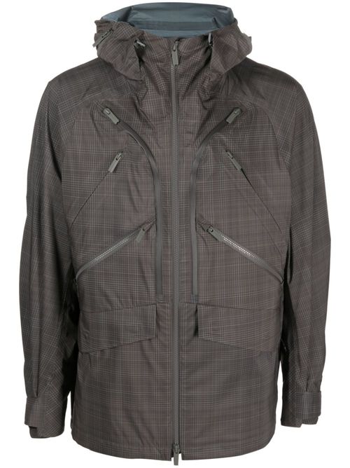 Check-pattern zip-up jacket - Brown