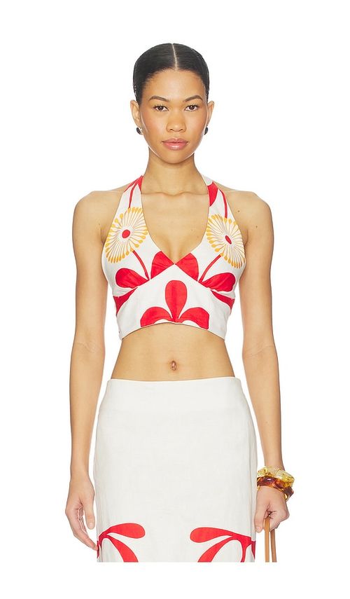 Cala de la Cruz Olivia Top in White, Red. - XS also in S, M