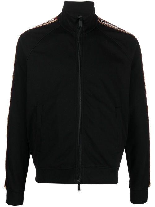Embroidered-logo zip-up sweatshirt - Black