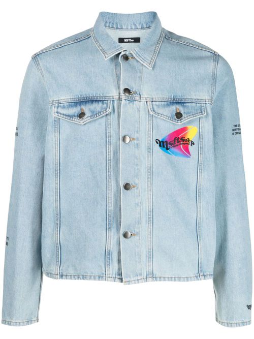 Logo-print denim jacket - Blue
