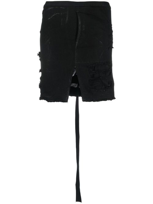 Distressed denim mini skirt - Black