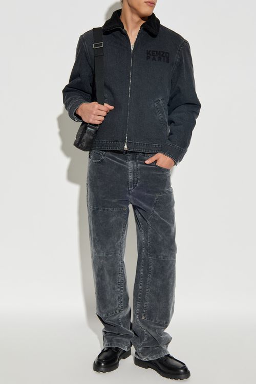 Denim Jacket With Logo, Men's, Grey