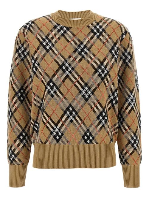Check-Pattern Wool Sweater