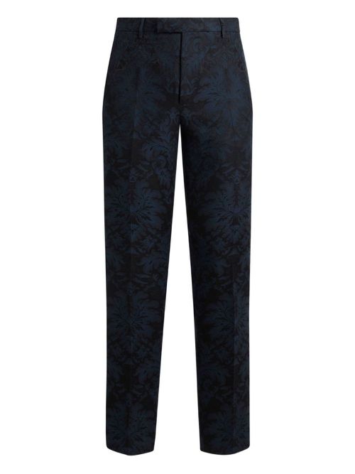 Floral-jacquard trousers - Blue