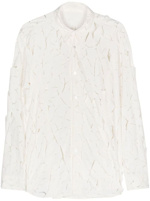 Cut-out detail long-sleeve shirt - White