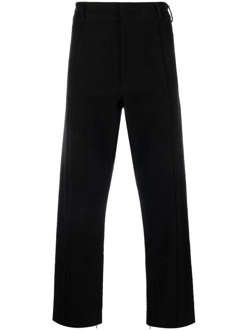 Textured straight-leg cut trousers - Black