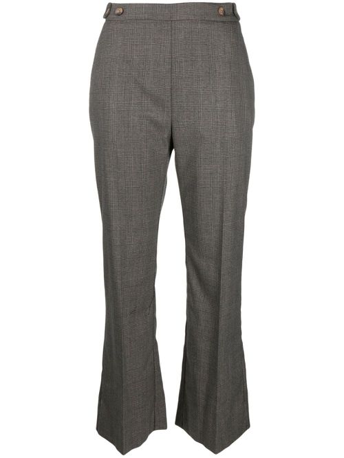 Plaid-check flared tailored trousers - Green