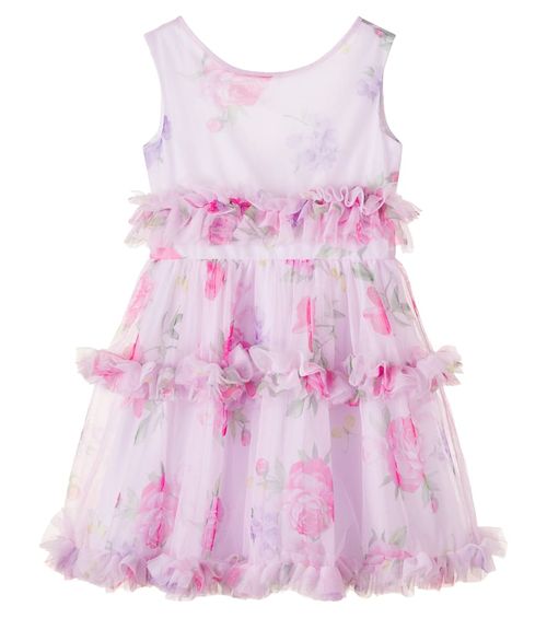 Floral ruffled tulle dress