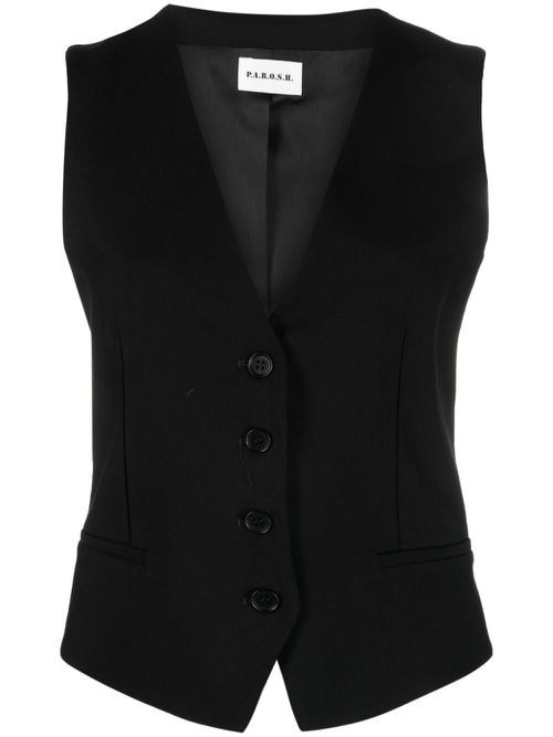V-neck buttoned waistcoat - Black