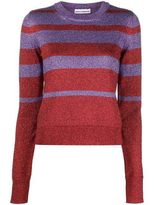 Striped crew-neck jumper - Purple
