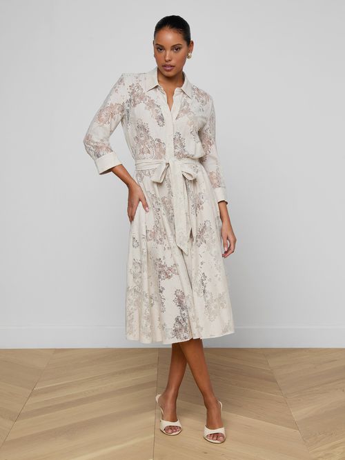 Ralphie Lace Midi Dress In Champagne
