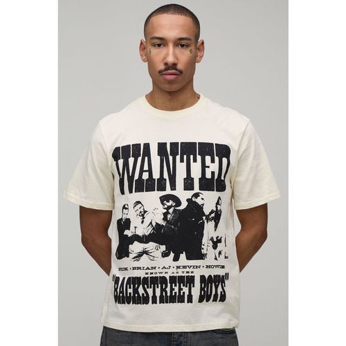 BoohooMAN Mens Regular Backstreet Boys License Print T-shirt - Ecru Cotton - Sma