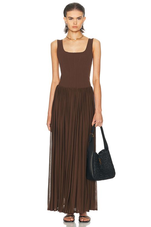 SIMKHAI Jamie Tank Midi Dress in Cocoa - Brown.  8 also in 0
