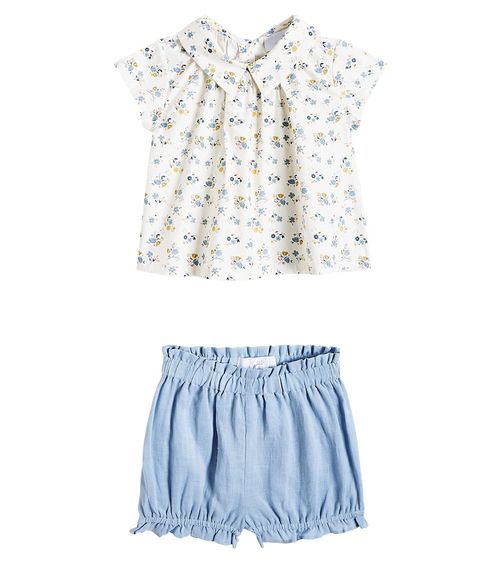 C'era Una Volta Baby Miki cotton-blend top and bloomers set