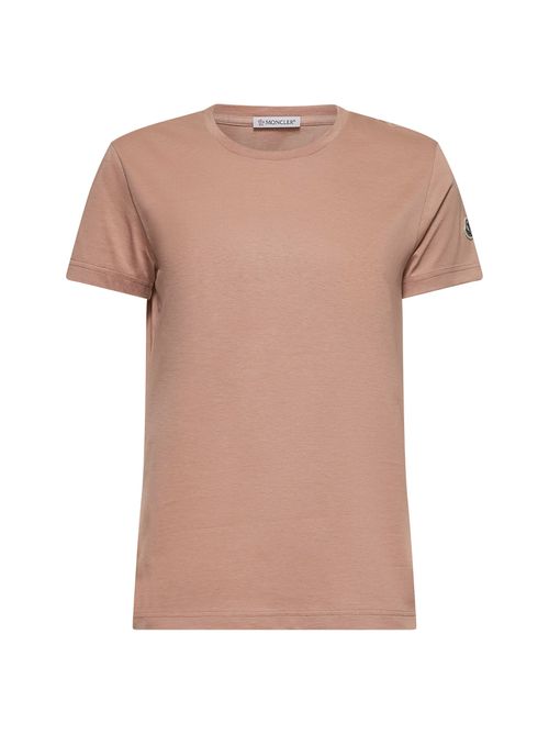 MONCLER | Pink jersey logo patch T-shirt| Women | L