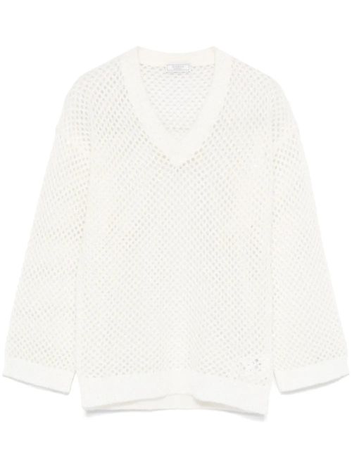 Open-Knit Sweater — White