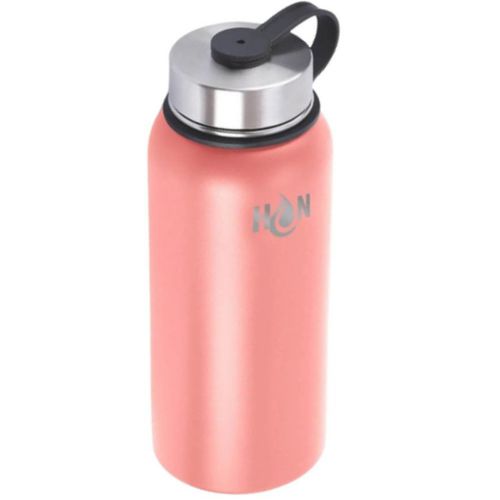 Hydration Nation 3 Lid Multi-Size Vacuum Insulated Water Bottles with Straw - Metal Water Bottle For Sports & Outdoor - Peach