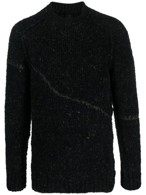 Mélange-effect stripe-detail jumper - Black