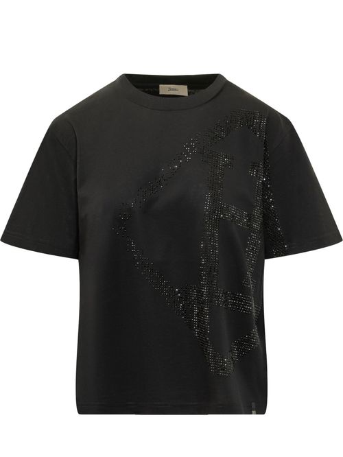 Black Embellished Crew Neck T-Shirt