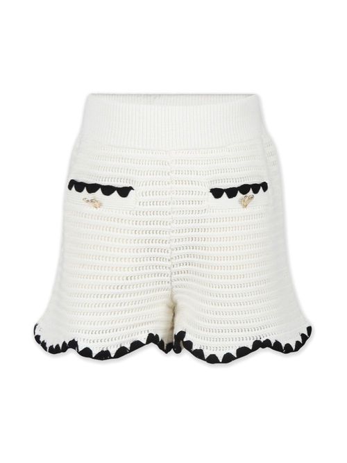 Crochet-knit cotton-blend shorts - White