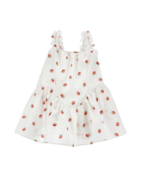 Mini Ruffled Strawberries Dress for Girls