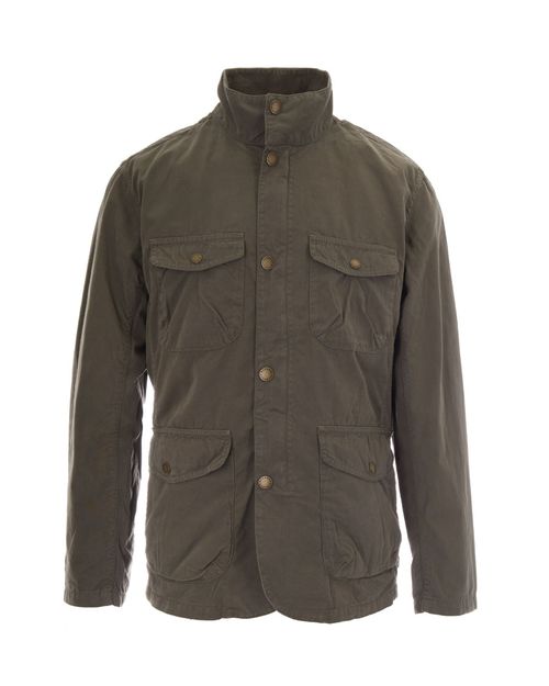 Olive Solid Mandarin Collar Jacket