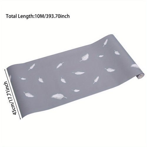 TEMU 10m*0.45m Grey Pvc Waterproof Paper Self Adhesive Wallpaper Decorate Sticker Plain Stripe