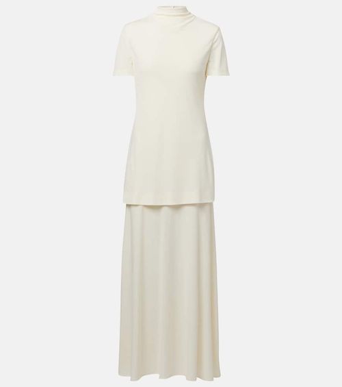 Layered crêpe maxi dress