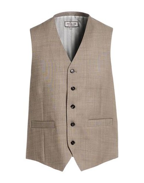 Man Tailored Vest Taupe Size S Virgin Wool, Elastane