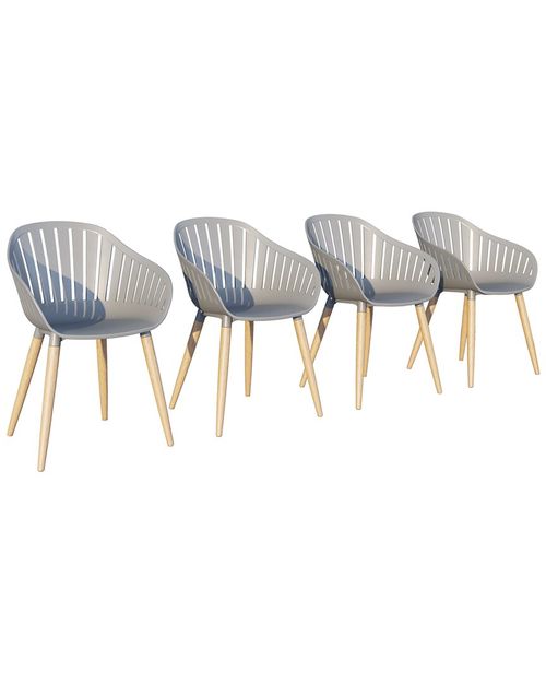 4Pc Outdoor Patio Dining Wood Chairs