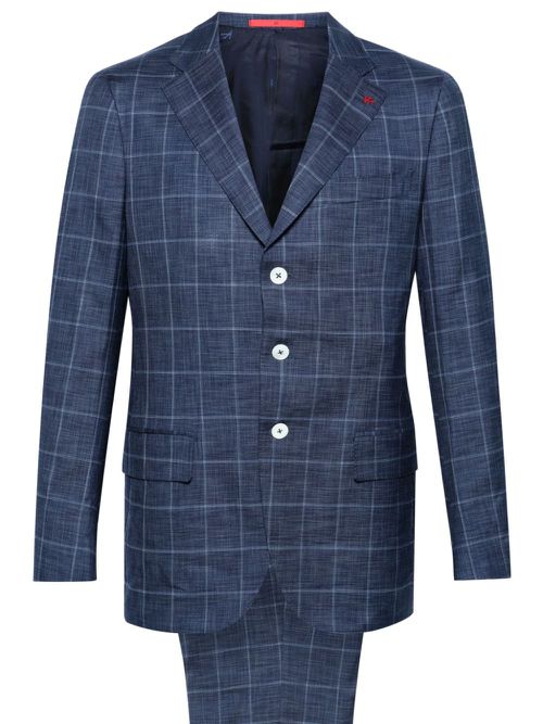 Checked single-breasted suit - Blue