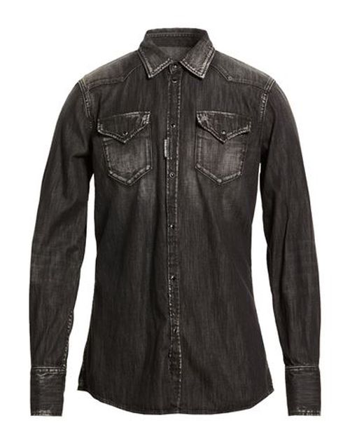 Man Denim shirt Black Size 34 Cotton